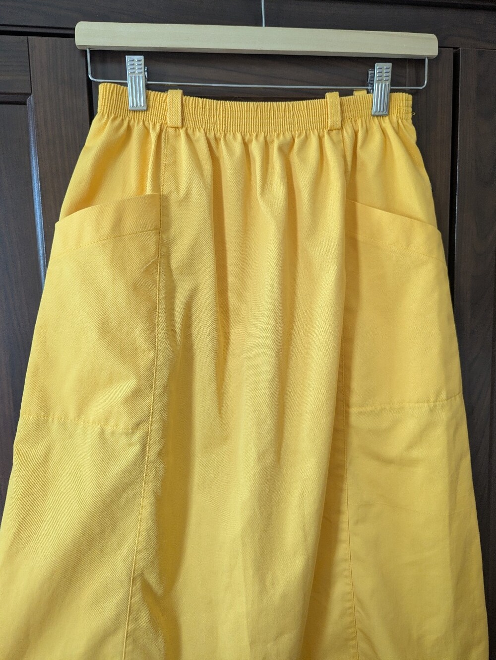 Vintage 70's Made In Canada Bright Yellow Skirt Pockets Midi Sz Small Medium - Picture 8 of 12